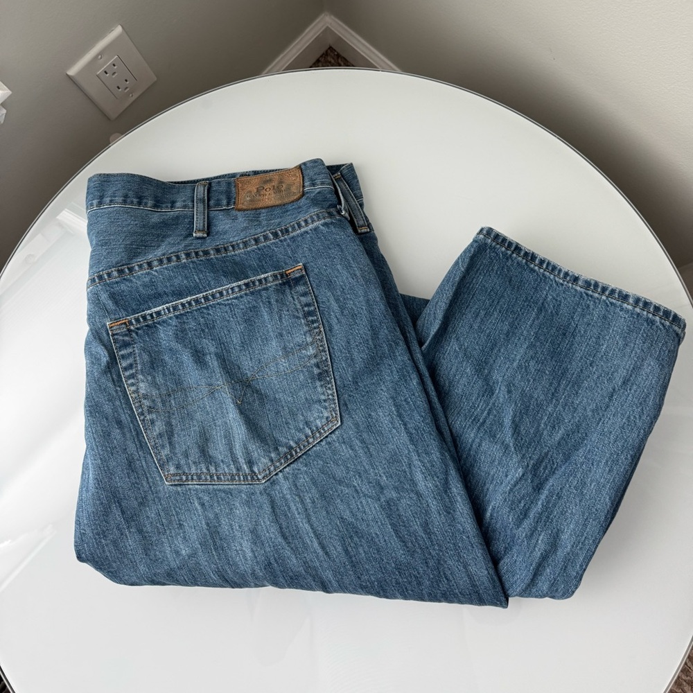 Vintage Polo Ralph Lauren Medium Wash Hamptons Relax Straight Denim Jeans 44Bx34 - Picture 2 of 16